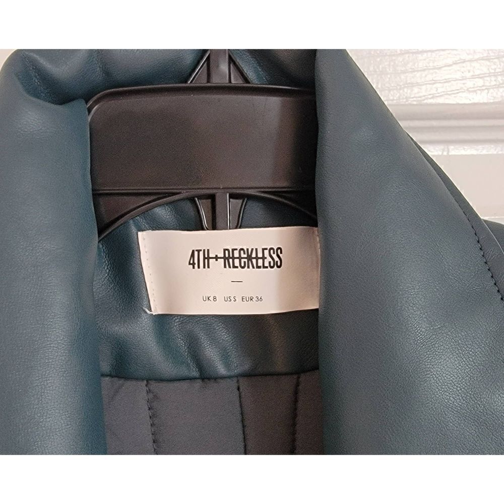 Teal Padded Biker FauxLeather Jacket-Victoria S - Picture 9 of 11